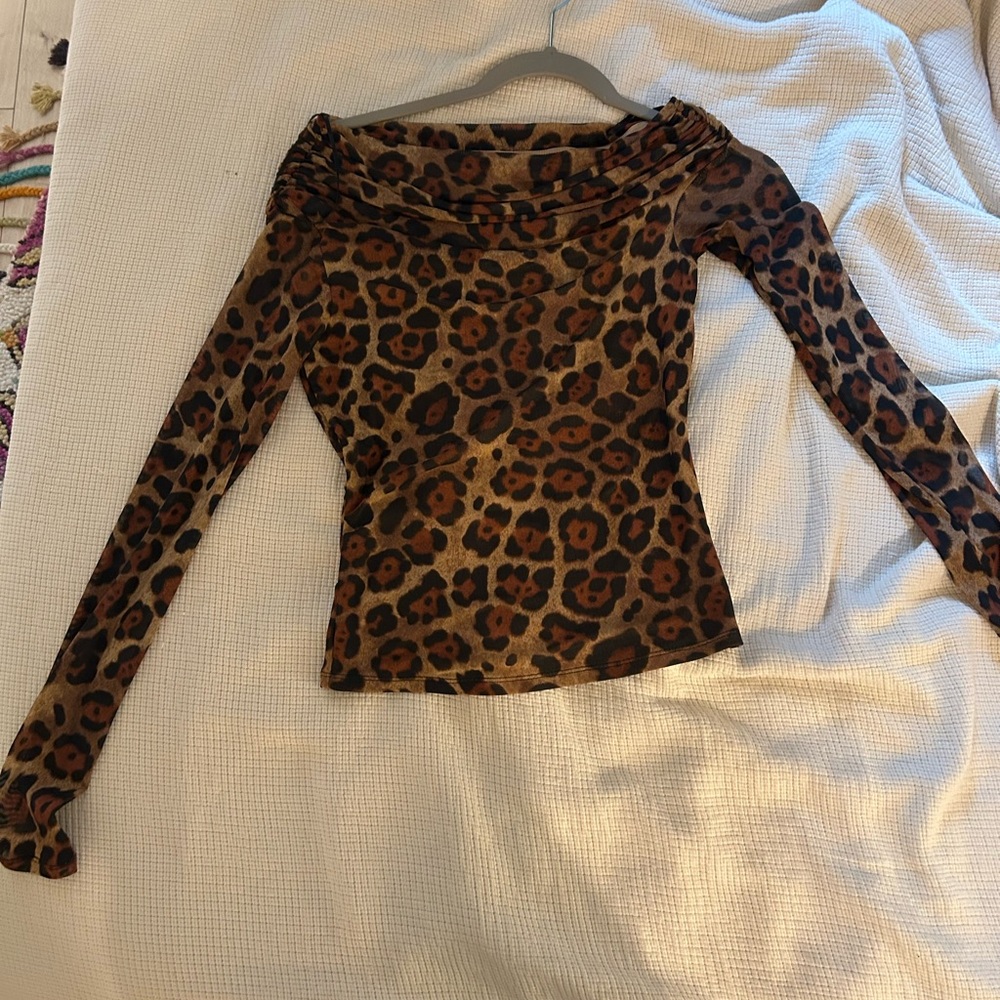 AFRM Leopard Print Long Sleeve Top